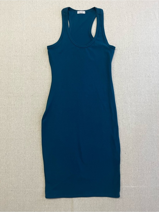LaClef Dresses & Skirts - LA CLEF Teal Racerback Midi Dress Medium Bodycon Stretch USA